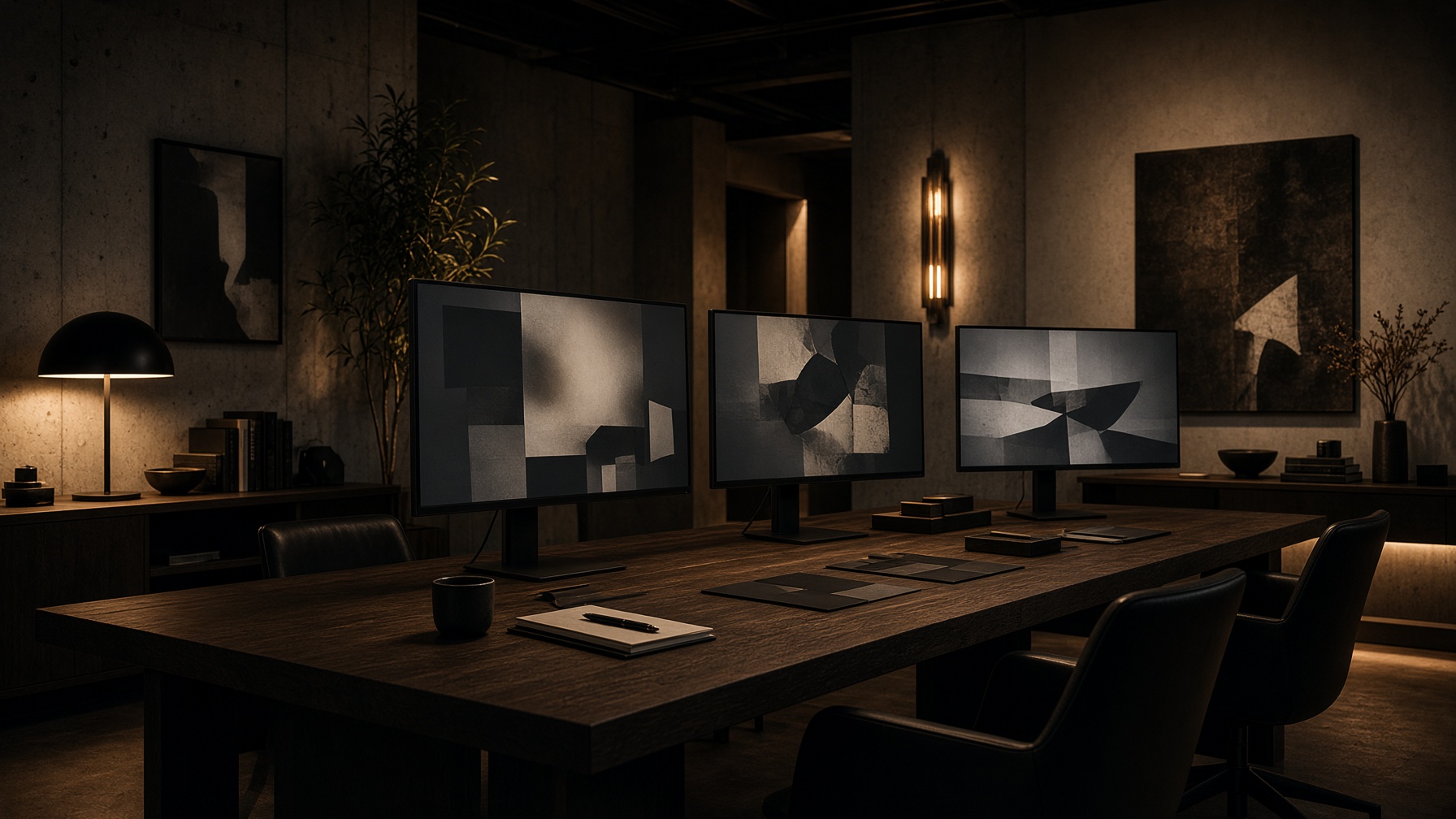 The Wild Card studio at night